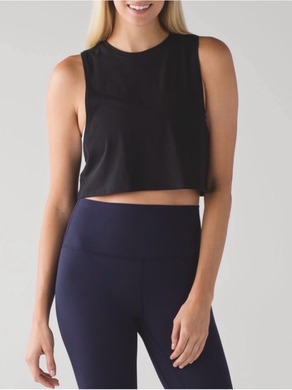 lululemon Muscle Love Crop Tank Black Size 10 Racerback Workout